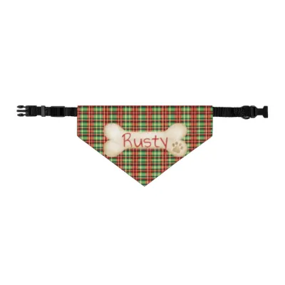 Tartan Collection 14 - Pet Tag Round and Bone Shape, Collar, Bandana, Lead, Dinner Bowl, Pet Bed