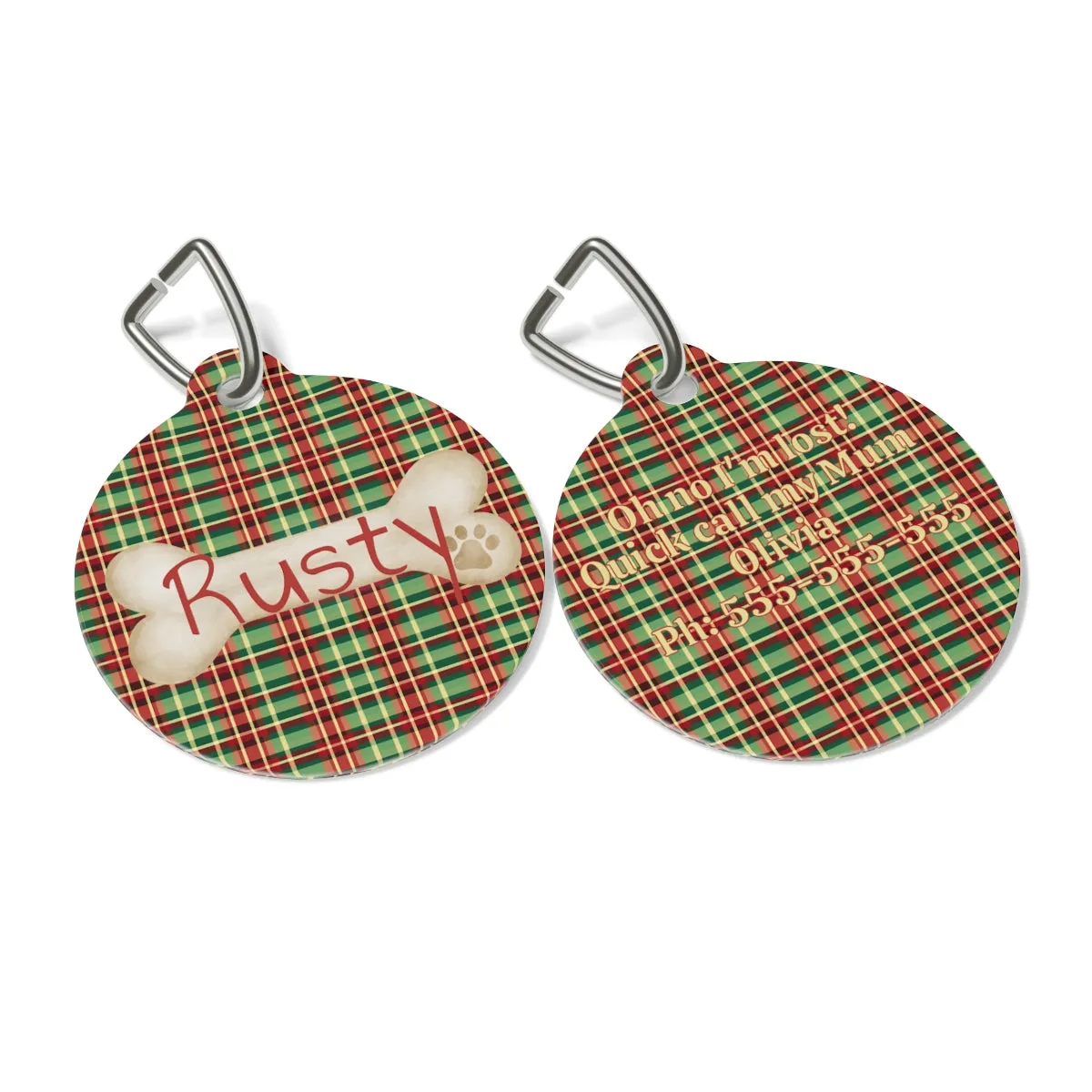 Tartan Collection 14 - Pet Tag Round and Bone Shape, Collar, Bandana, Lead, Dinner Bowl, Pet Bed