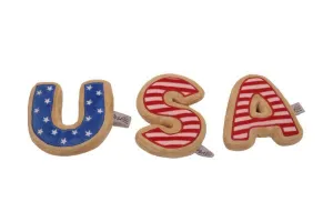 USA Sugar Cookie Dog Toy- 4th of July, Memorial Day, Patriotic Pet Plush Squeak Toys (Large)