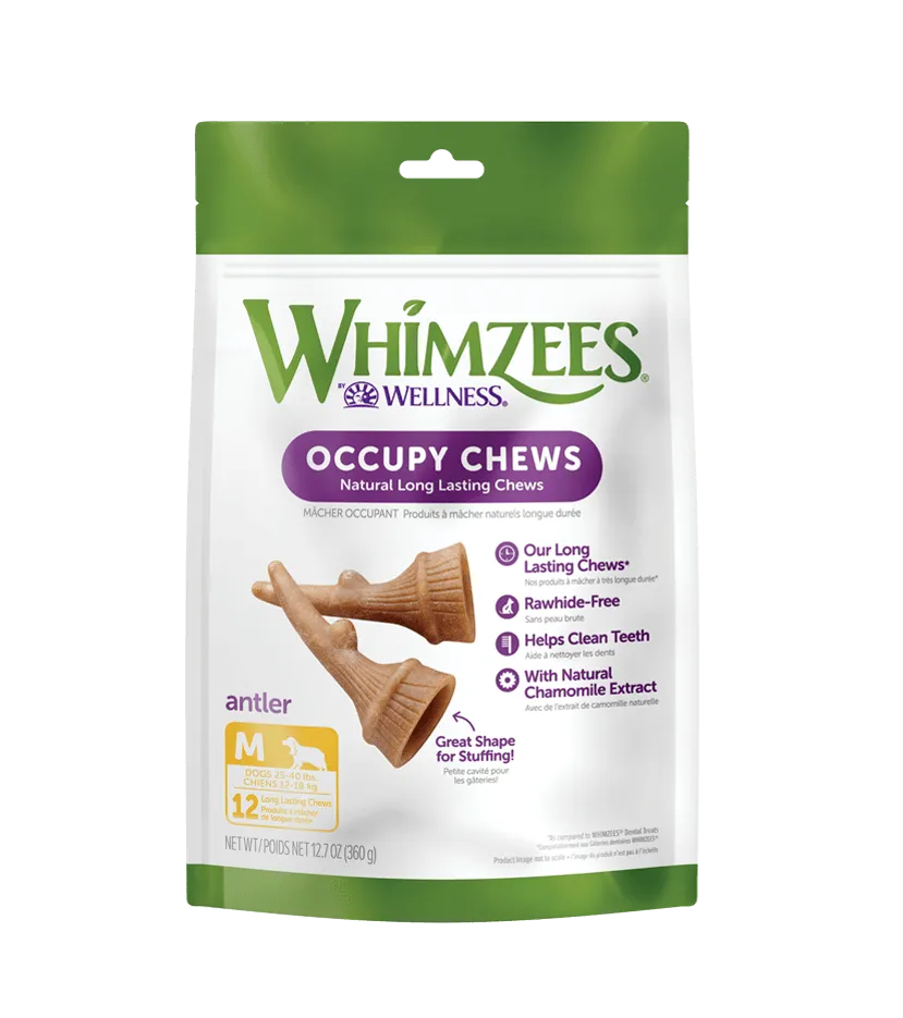 Whimzees Antler Natural Long Lasting Occupy Dog Chews (Small)