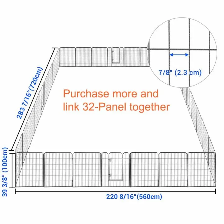 Yescom Heavy Duty Dog Playpen 40" Tall 48-Panel Puppy Pen Metal