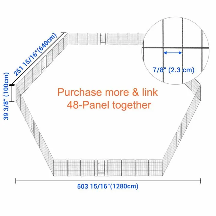 Yescom Heavy Duty Dog Playpen 40" Tall 48-Panel Puppy Pen Metal